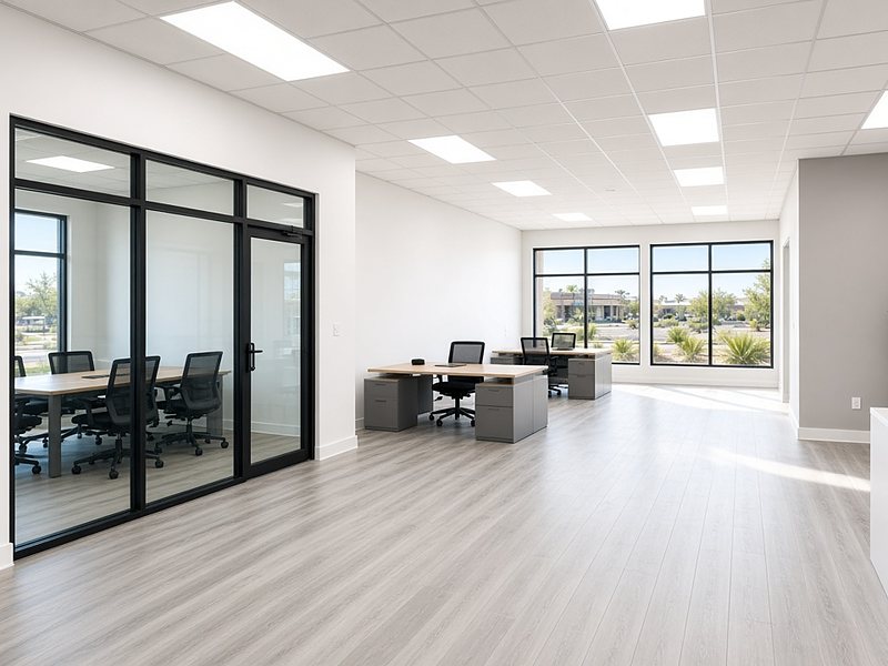 Finished tenant improvement office suite with glass conference room